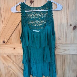Maurices Teal Sleeveless Lace Tank Top